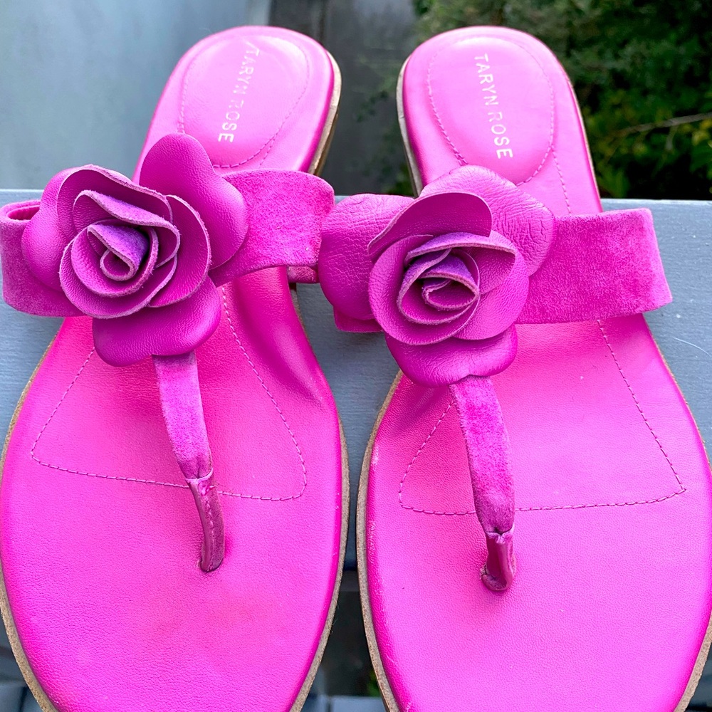 Taryn Rose Flower Sandals in Soft, Supple Pink Suede, Hello Summer